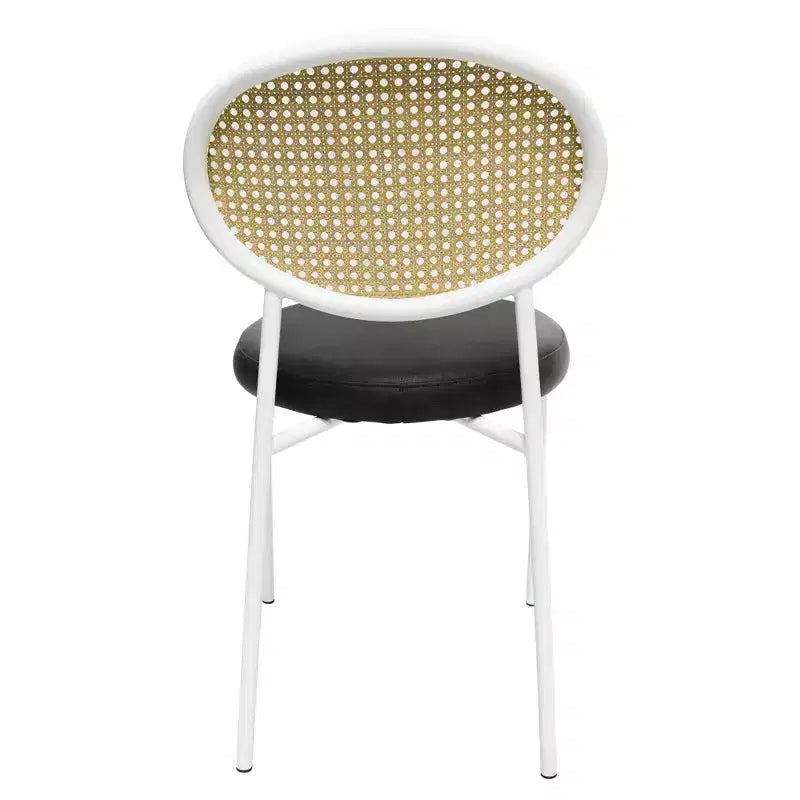 Chaise de salle à manger en velours LeisureMod Euston – Chaise à dossier ouvert en rotin avec base en acier inoxydable, assise moderne confortable pour cuisine, salle à manger, café