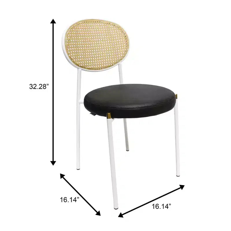 Chaise de salle à manger en velours LeisureMod Euston – Chaise à dossier ouvert en rotin avec base en acier inoxydable, assise moderne confortable pour cuisine, salle à manger, café