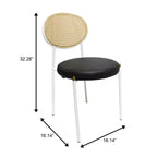 Chaise de salle à manger en velours LeisureMod Euston – Chaise à dossier ouvert en rotin avec base en acier inoxydable, assise moderne confortable pour cuisine, salle à manger, café