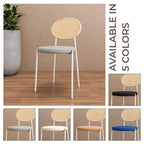 Chaise de salle à manger en velours LeisureMod Euston – Chaise à dossier ouvert en rotin avec base en acier inoxydable, assise moderne confortable pour cuisine, salle à manger, café