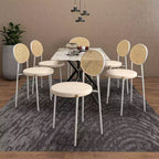 Chaise de salle à manger en velours LeisureMod Euston – Chaise à dossier ouvert en rotin avec base en acier inoxydable, assise moderne confortable pour cuisine, salle à manger, café