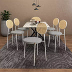 Chaise de salle à manger en velours LeisureMod Euston – Chaise à dossier ouvert en rotin avec base en acier inoxydable, assise moderne confortable pour cuisine, salle à manger, café