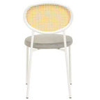 Chaise de salle à manger en velours LeisureMod Euston – Chaise à dossier ouvert en rotin avec base en acier inoxydable, assise moderne confortable pour cuisine, salle à manger, café