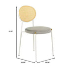 Chaise de salle à manger en velours LeisureMod Euston – Chaise à dossier ouvert en rotin avec base en acier inoxydable, assise moderne confortable pour cuisine, salle à manger, café