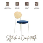 Chaise de salle à manger en velours LeisureMod Euston – Chaise à dossier ouvert en rotin avec base en acier inoxydable, assise moderne confortable pour cuisine, salle à manger, café