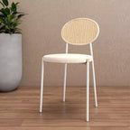 Chaise de salle à manger en velours LeisureMod Euston – Chaise à dossier ouvert en rotin avec base en acier inoxydable, assise moderne confortable pour cuisine, salle à manger, café