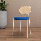 Chaise de salle à manger en velours LeisureMod Euston – Chaise à dossier ouvert en rotin avec base en acier inoxydable, assise moderne confortable pour cuisine, salle à manger, café