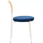 Chaise de salle à manger en velours LeisureMod Euston – Chaise à dossier ouvert en rotin avec base en acier inoxydable, assise moderne confortable pour cuisine, salle à manger, café