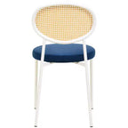 Chaise de salle à manger en velours LeisureMod Euston – Chaise à dossier ouvert en rotin avec base en acier inoxydable, assise moderne confortable pour cuisine, salle à manger, café
