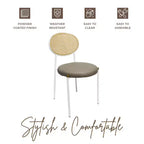 Chaise de salle à manger en velours LeisureMod Euston – Chaise à dossier ouvert en rotin avec base en acier inoxydable, assise moderne confortable pour cuisine, salle à manger, café