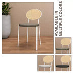 Chaise de salle à manger en velours LeisureMod Euston – Chaise à dossier ouvert en rotin avec base en acier inoxydable, assise moderne confortable pour cuisine, salle à manger, café