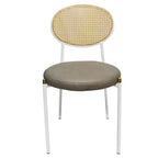 Chaise de salle à manger en velours LeisureMod Euston – Chaise à dossier ouvert en rotin avec base en acier inoxydable, assise moderne confortable pour cuisine, salle à manger, café