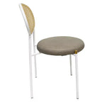 Chaise de salle à manger en velours LeisureMod Euston – Chaise à dossier ouvert en rotin avec base en acier inoxydable, assise moderne confortable pour cuisine, salle à manger, café
