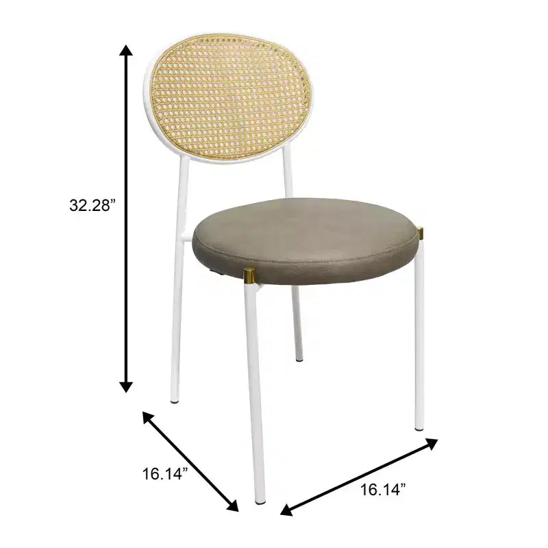 Chaise de salle à manger en velours LeisureMod Euston – Chaise à dossier ouvert en rotin avec base en acier inoxydable, assise moderne confortable pour cuisine, salle à manger, café