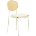 LeisureMod Euston Velvet Dining Chair  Rattan Open Back Chair with Stainless Steel Base, Comfortable Modern Seating for Kitchen, Dining Room, Cafe