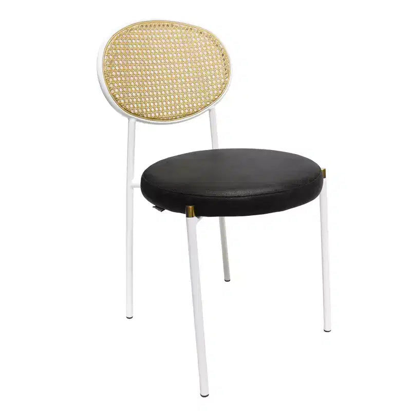 Chaise de salle à manger en velours LeisureMod Euston – Chaise à dossier ouvert en rotin avec base en acier inoxydable, assise moderne confortable pour cuisine, salle à manger, café