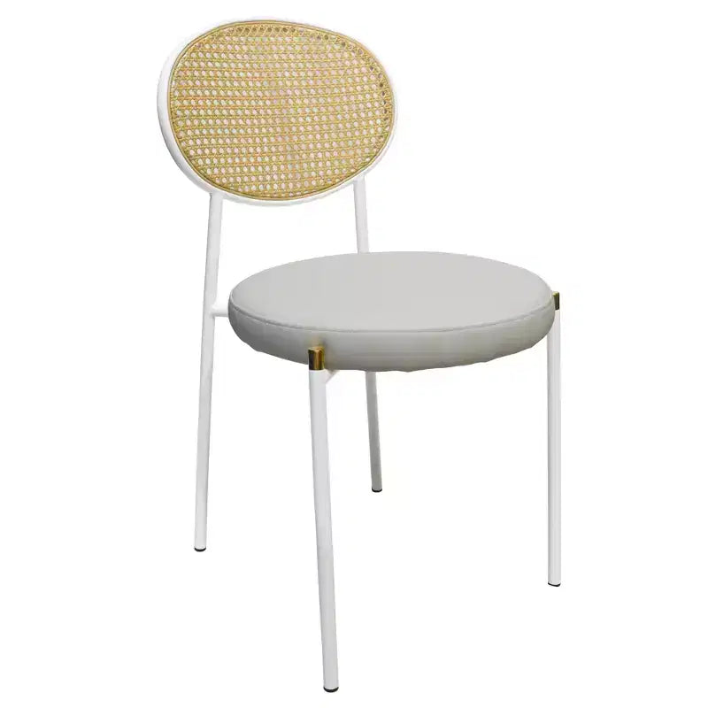 Chaise de salle à manger en velours LeisureMod Euston – Chaise à dossier ouvert en rotin avec base en acier inoxydable, assise moderne confortable pour cuisine, salle à manger, café