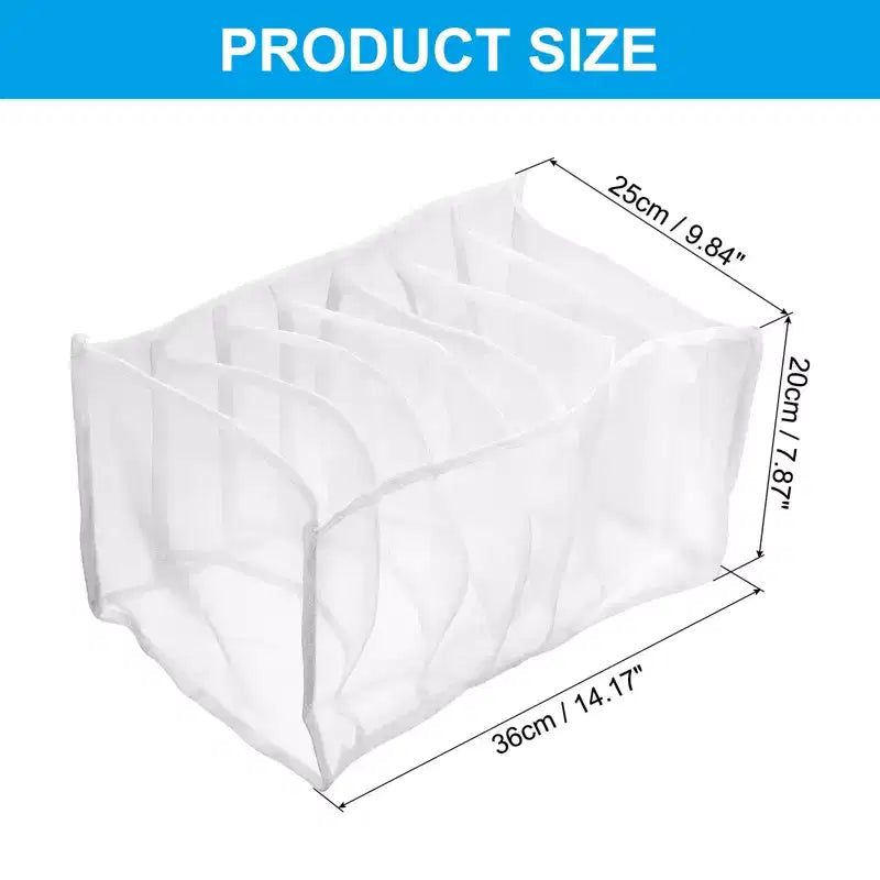 Lot de 2 boîtes de rangement pliables pour tiroir en maille de nylon lavable avec 7 compartiments pour vêtements