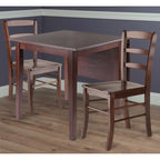 Table à abattants avec chaises à dossier ajouré, noyer