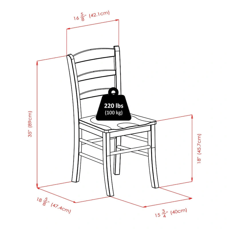Table à abattants avec chaises à dossier ajouré, noyer