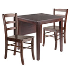 Table à abattants avec chaises à dossier ajouré, noyer