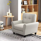 Costway Fauteuil d'appoint moderne rembourré 1 ou 2 pièces, fauteuil Mid-Century avec pieds en bois d'hévéa beige