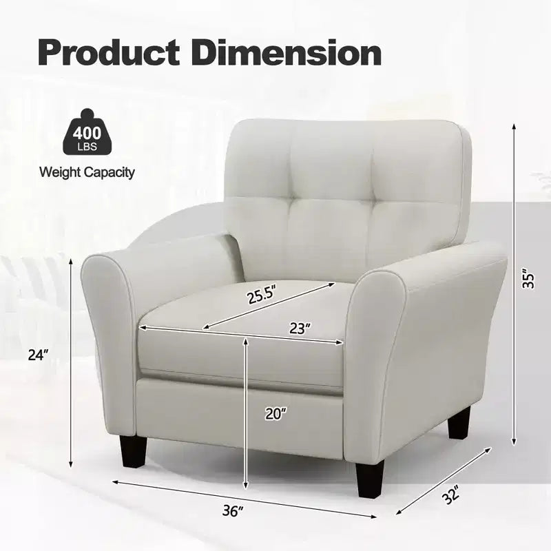 Costway Fauteuil d'appoint moderne rembourré 1 ou 2 pièces, fauteuil Mid-Century avec pieds en bois d'hévéa beige