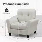 Costway Fauteuil d'appoint moderne rembourré 1 ou 2 pièces, fauteuil Mid-Century avec pieds en bois d'hévéa beige