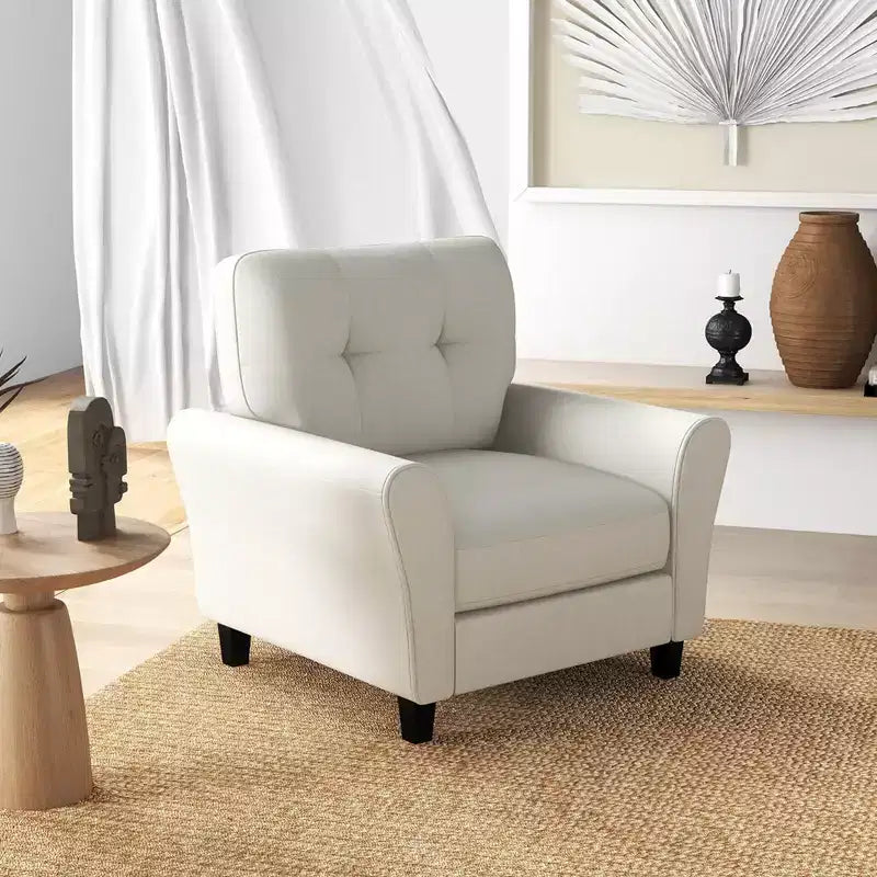 Costway Fauteuil d'appoint moderne rembourré 1 ou 2 pièces, fauteuil Mid-Century avec pieds en bois d'hévéa beige