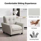 Costway Fauteuil d'appoint moderne rembourré 1 ou 2 pièces, fauteuil Mid-Century avec pieds en bois d'hévéa beige