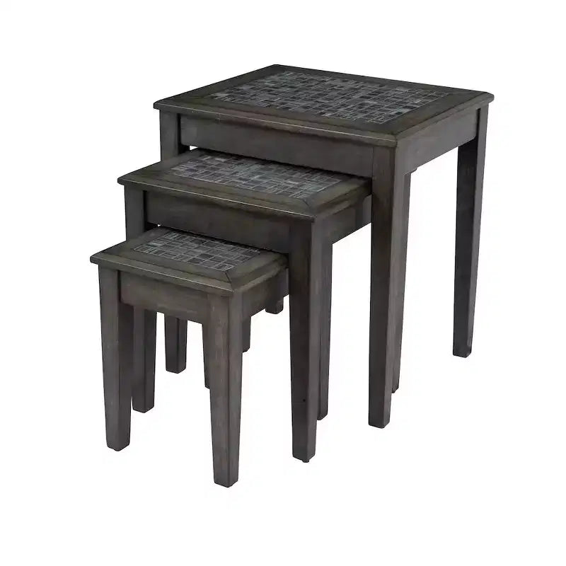 Jofran, Tables gigognes baroques avec incrustation de mosaïque (ensemble de 3), Gris