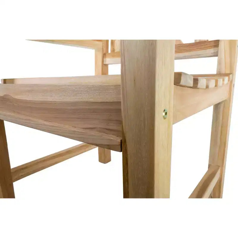 Chaise de salle à manger d'extérieur en teck naturel nordique avec accoudoirs - Beige