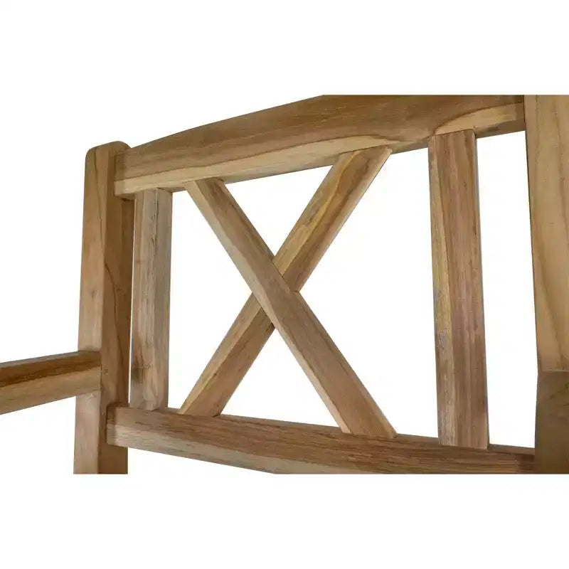 Chaise de salle à manger d'extérieur en teck naturel nordique avec accoudoirs - Beige
