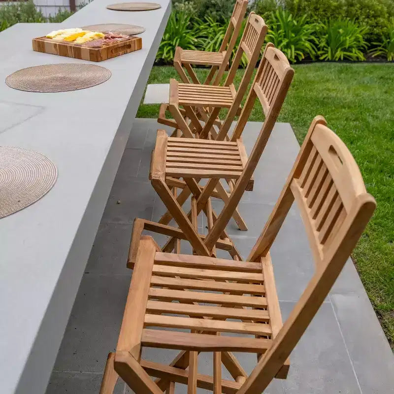 Tabouret de bar pliant d'intérieur/extérieur Nordic Teak 30 Naturel - Beige