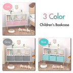HOMLUX Étagère à Livres pour Enfants 2 Niveaux, Meuble de Rangement Jouets avec 3 Tiroirs, Rose/Gris/Bleu