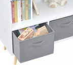 HOMLUX Étagère à Livres pour Enfants 2 Niveaux, Meuble de Rangement Jouets avec 3 Tiroirs, Rose/Gris/Bleu