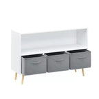 HOMLUX Étagère à Livres pour Enfants 2 Niveaux, Meuble de Rangement Jouets avec 3 Tiroirs, Rose/Gris/Bleu