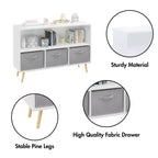 HOMLUX Étagère à Livres pour Enfants 2 Niveaux, Meuble de Rangement Jouets avec 3 Tiroirs, Rose/Gris/Bleu