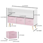 HOMLUX Étagère à Livres pour Enfants 2 Niveaux, Meuble de Rangement Jouets avec 3 Tiroirs, Rose/Gris/Bleu
