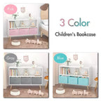 HOMLUX Étagère à Livres pour Enfants 2 Niveaux, Meuble de Rangement Jouets avec 3 Tiroirs, Rose/Gris/Bleu