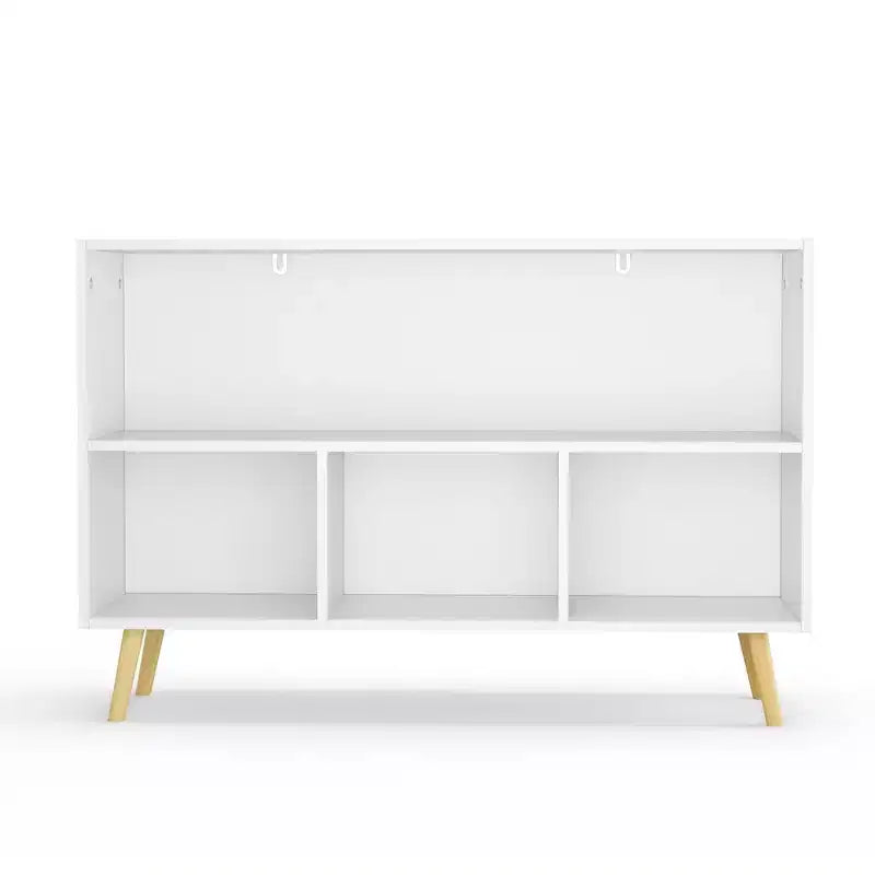 HOMLUX Étagère à Livres pour Enfants 2 Niveaux, Meuble de Rangement Jouets avec 3 Tiroirs, Rose/Gris/Bleu