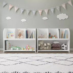 Bibliothèque pour enfants HOMLUX 4 casiers, organisateur de jouets, étagère de rangement en bois, blanc
