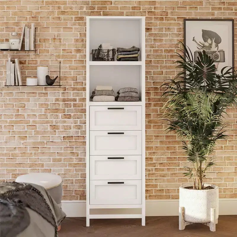 Placard de rangement Systembuild Evolution Luxe avec 4 tiroirs et 3 tringles à vêtements réglables, Chêne ivoire