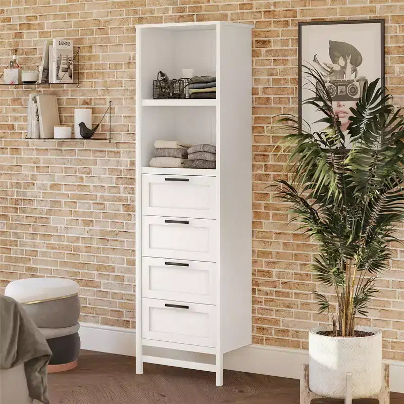 Placard de rangement Systembuild Evolution Luxe avec 4 tiroirs et 3 tringles à vêtements réglables, Chêne ivoire