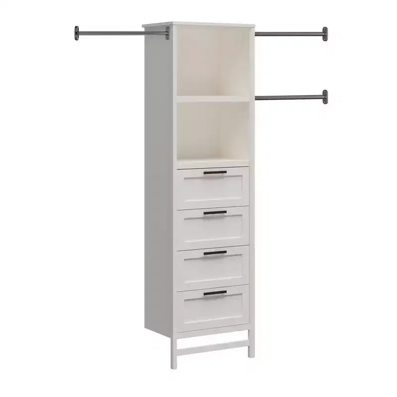 Placard de rangement Systembuild Evolution Luxe avec 4 tiroirs et 3 tringles à vêtements réglables, Chêne ivoire