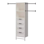 Placard de rangement Systembuild Evolution Luxe avec 4 tiroirs et 3 tringles à vêtements réglables, Chêne ivoire