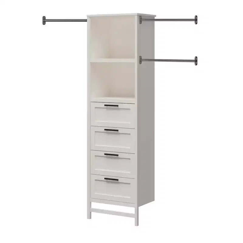 Placard de rangement Systembuild Evolution Luxe avec 4 tiroirs et 3 tringles à vêtements réglables, Chêne ivoire