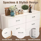 Commode en bois 6 tiroirs, horizontale, large, pour chambre à coucher
