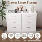 Commode en bois 6 tiroirs, horizontale, large, pour chambre à coucher