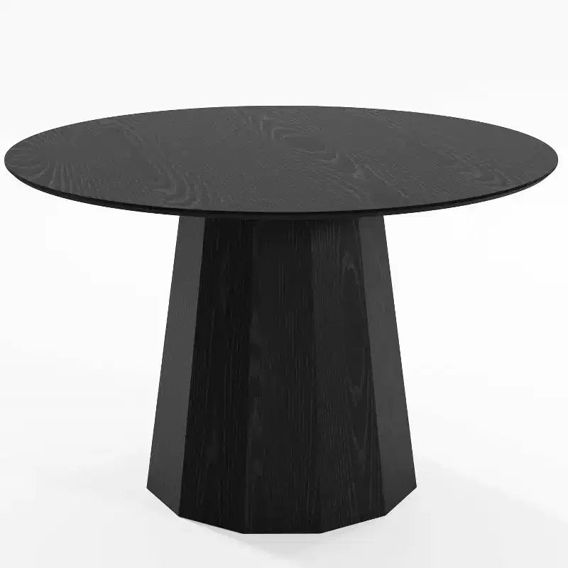 Table de salle à manger ronde Dovelina de style Mid-Century, table de cuisine en bois, table de salle à manger pour 4 personnes - Noir